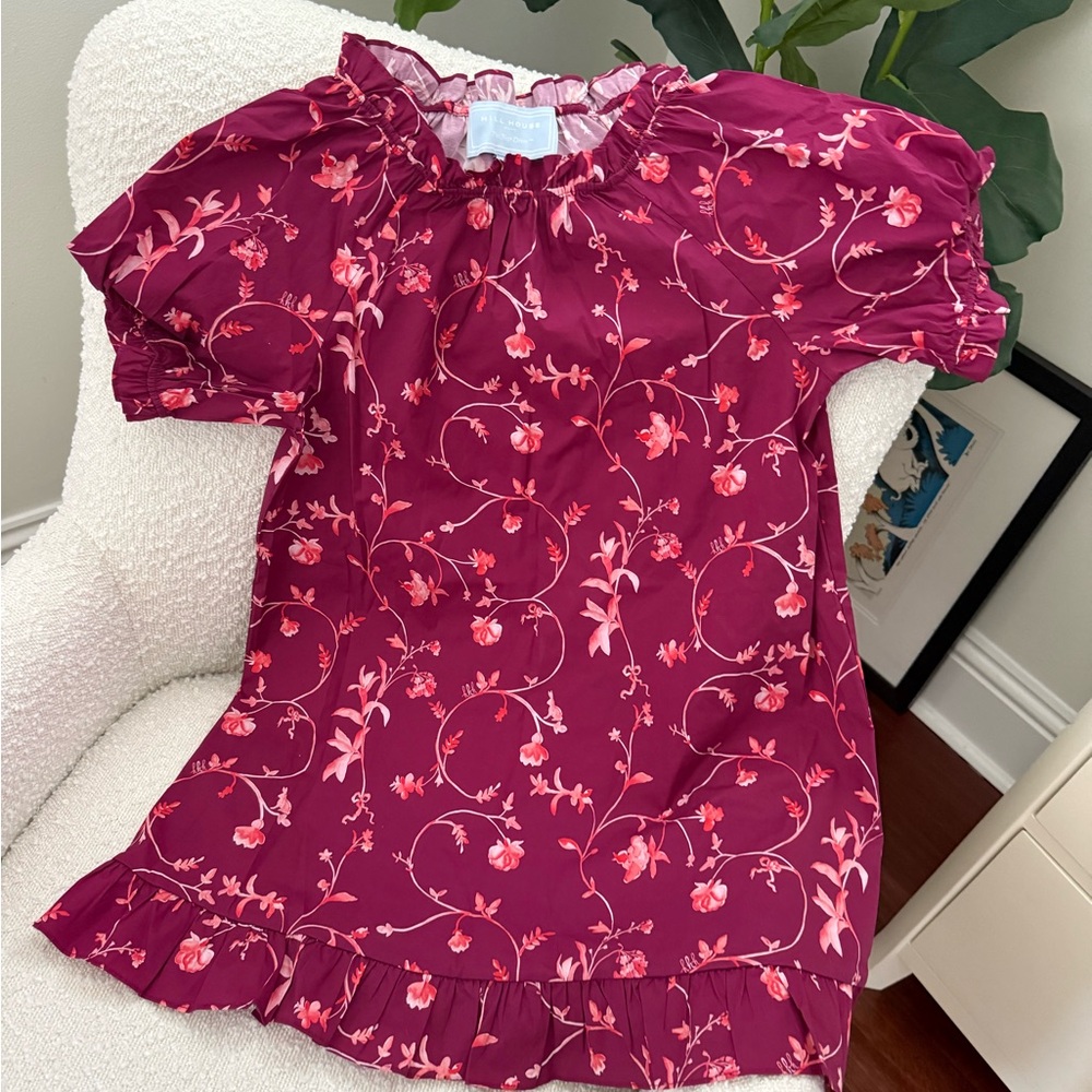 Hill House Floral Dress in Burgundy and Pink